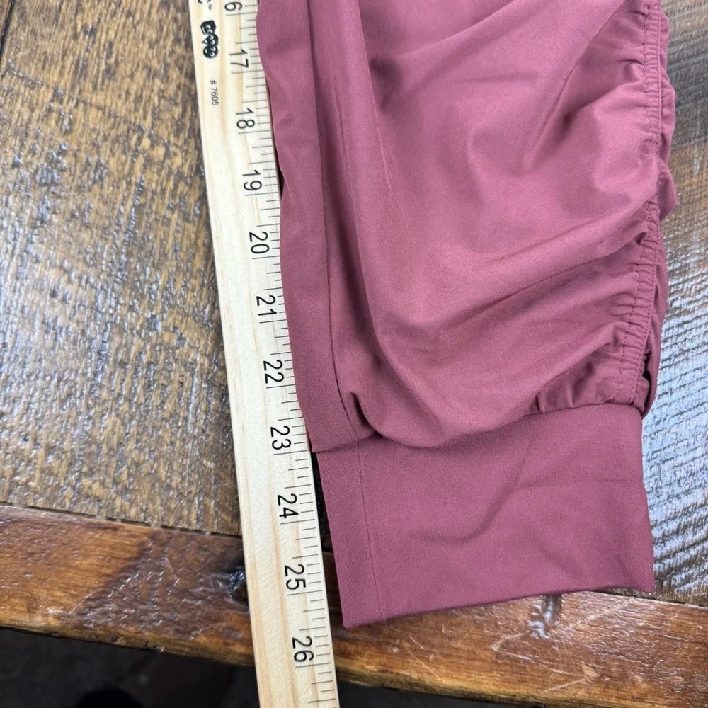 Athleta Attitude Lined Pants Size 6 Rose Mauve Ruched Joggers Cozy - Picture 8 of 9
